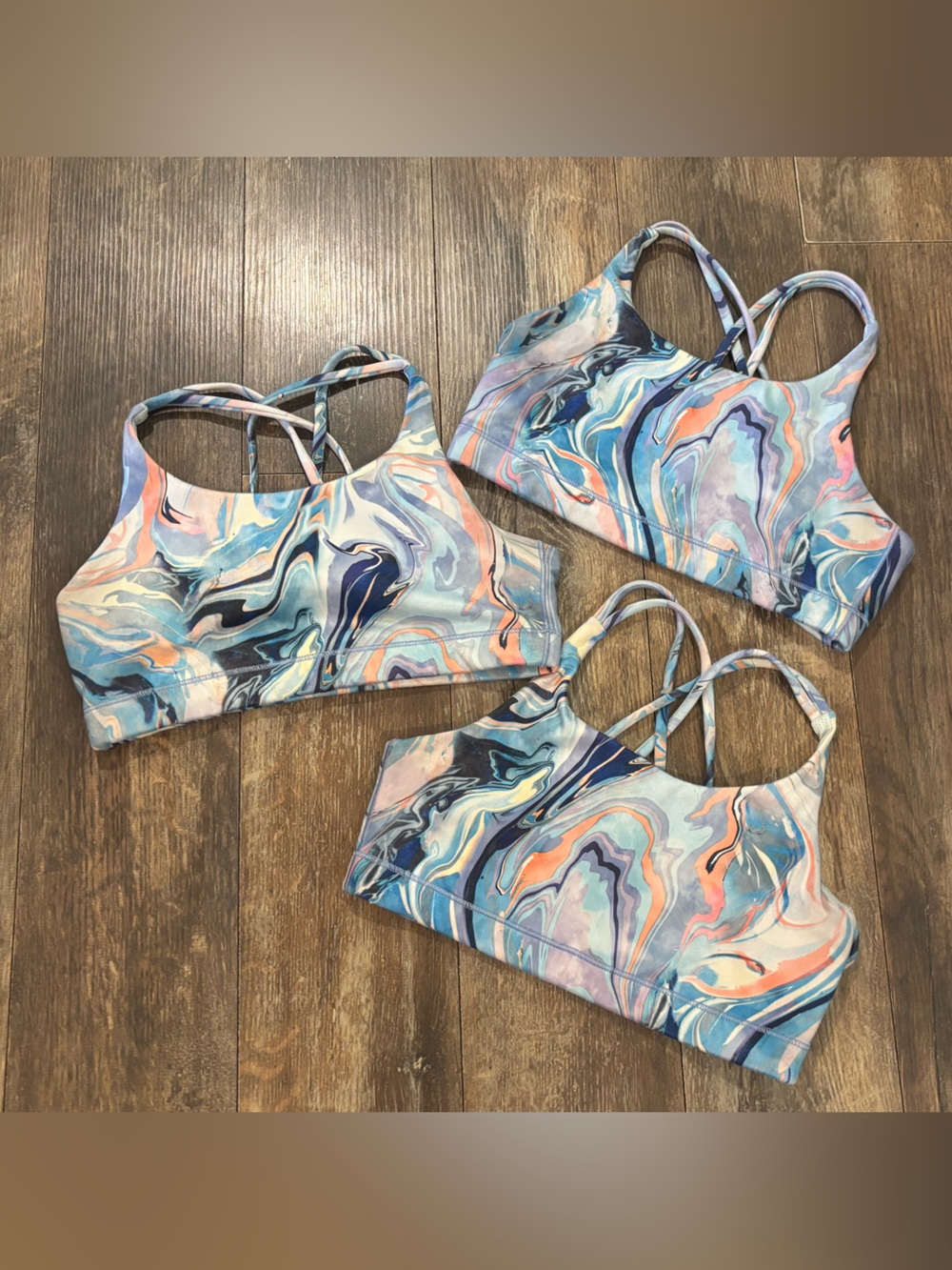 Athleta multicolor blue pink sports bra set of 3
